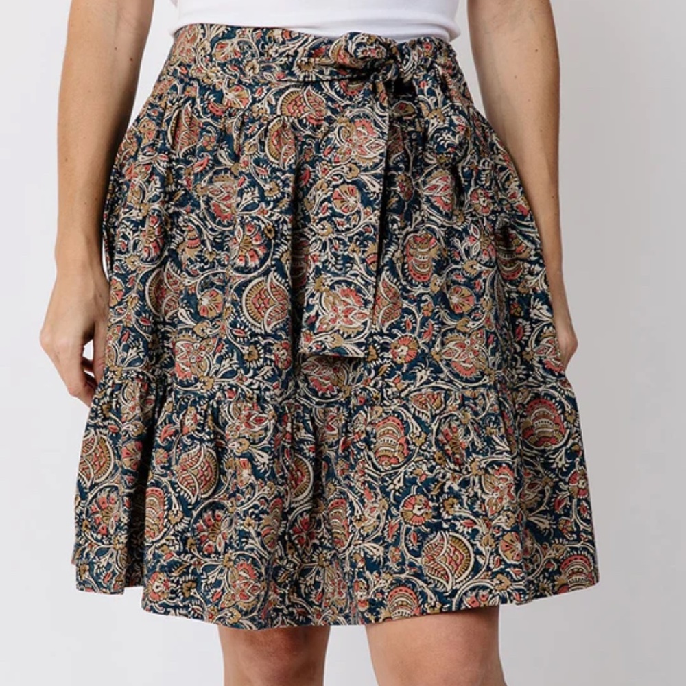 Mata Traders Nahla Blue Patterned Skirt